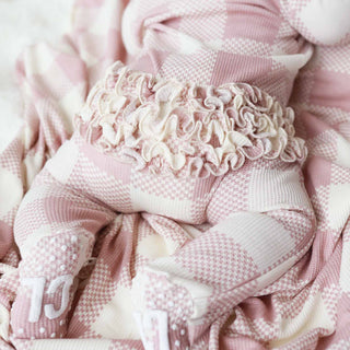 Caden Lane Baby Check Ruffle Footie