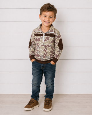 Boys Pullover Zipper Hunting Camo