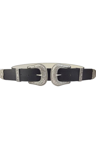Silver Western Double Buckle Belt