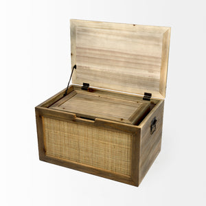 Mercana Sonny Wood and Wicker Boxes Set of 2