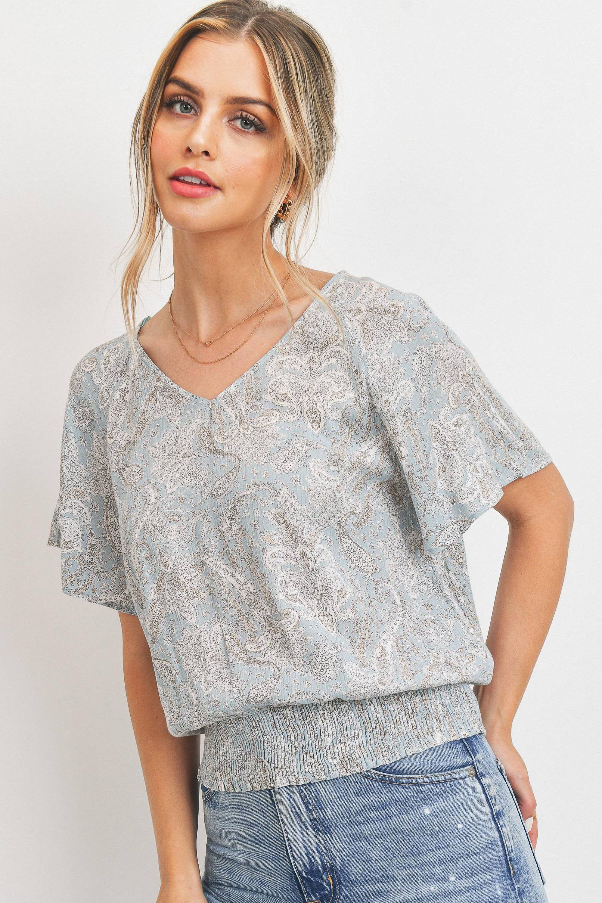 Kenta Smocked Hem Back Tie Top