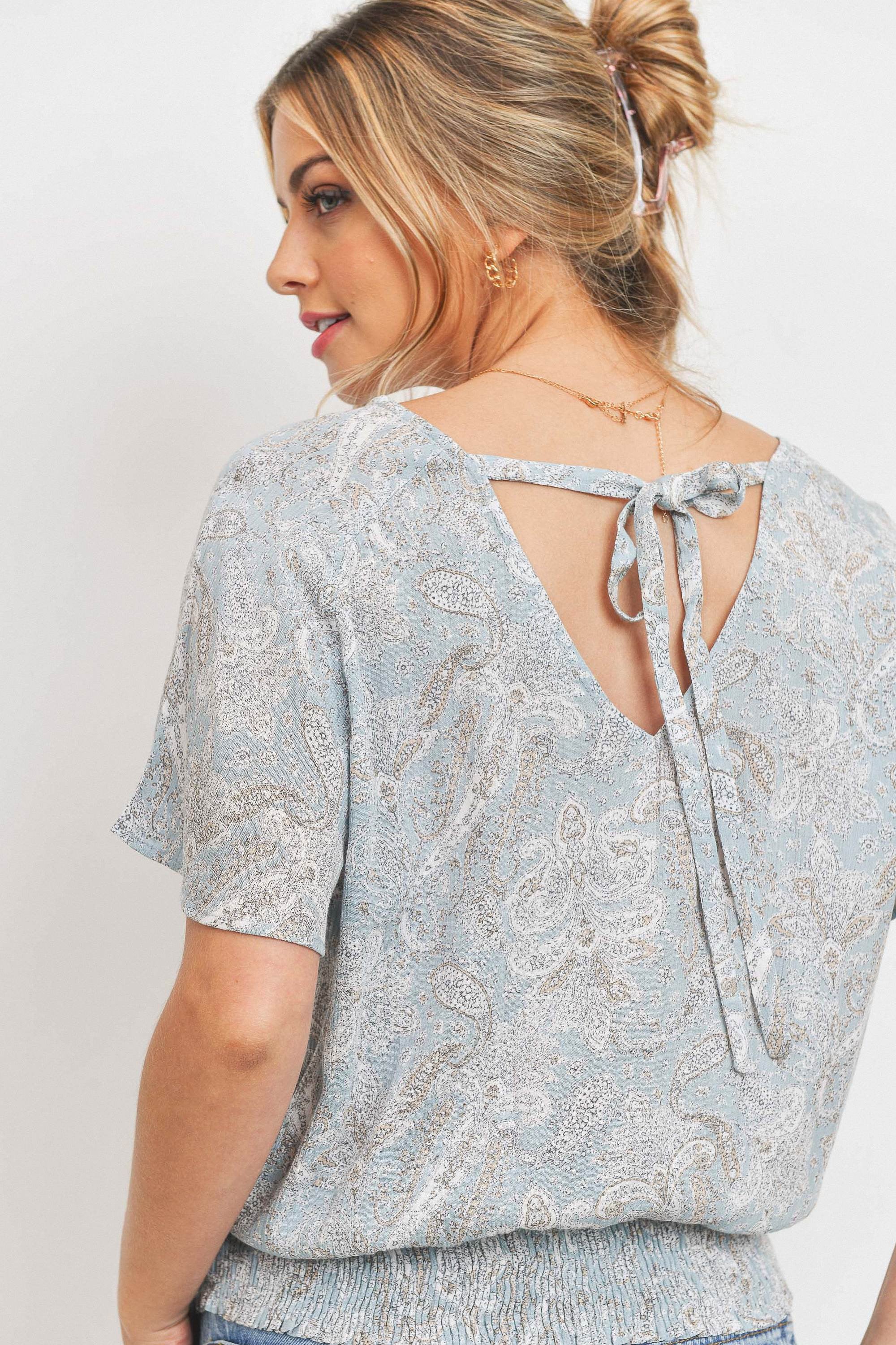 Kenta Smocked Hem Back Tie Top