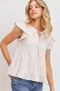 Elaine Neck Tie Ruffle Sleeveless Layered Top