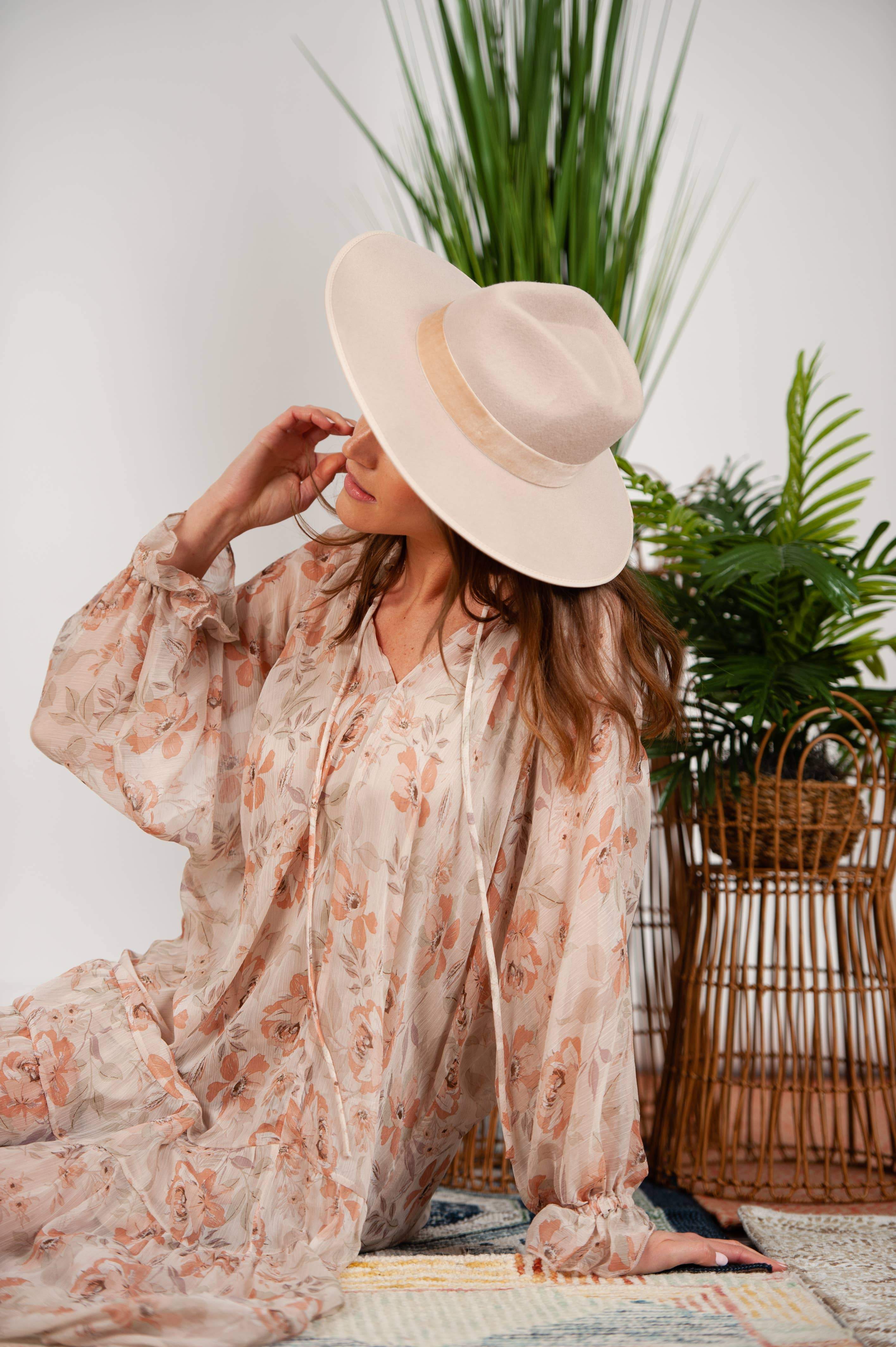 Saige Wool Fedora with Velvet Tape