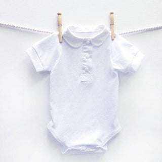 Peter Pan Collar Onesie w/short sleeves - White