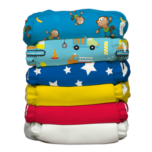 Reusable Cloth Diapers 6pk with 12 Inserts - One Size Hybrid AIO