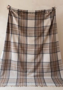 Recycled Wool King Blanket in Stewart Natural Tartan