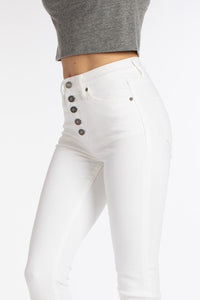 KanCan White High Rise Button Fly Super Skinny