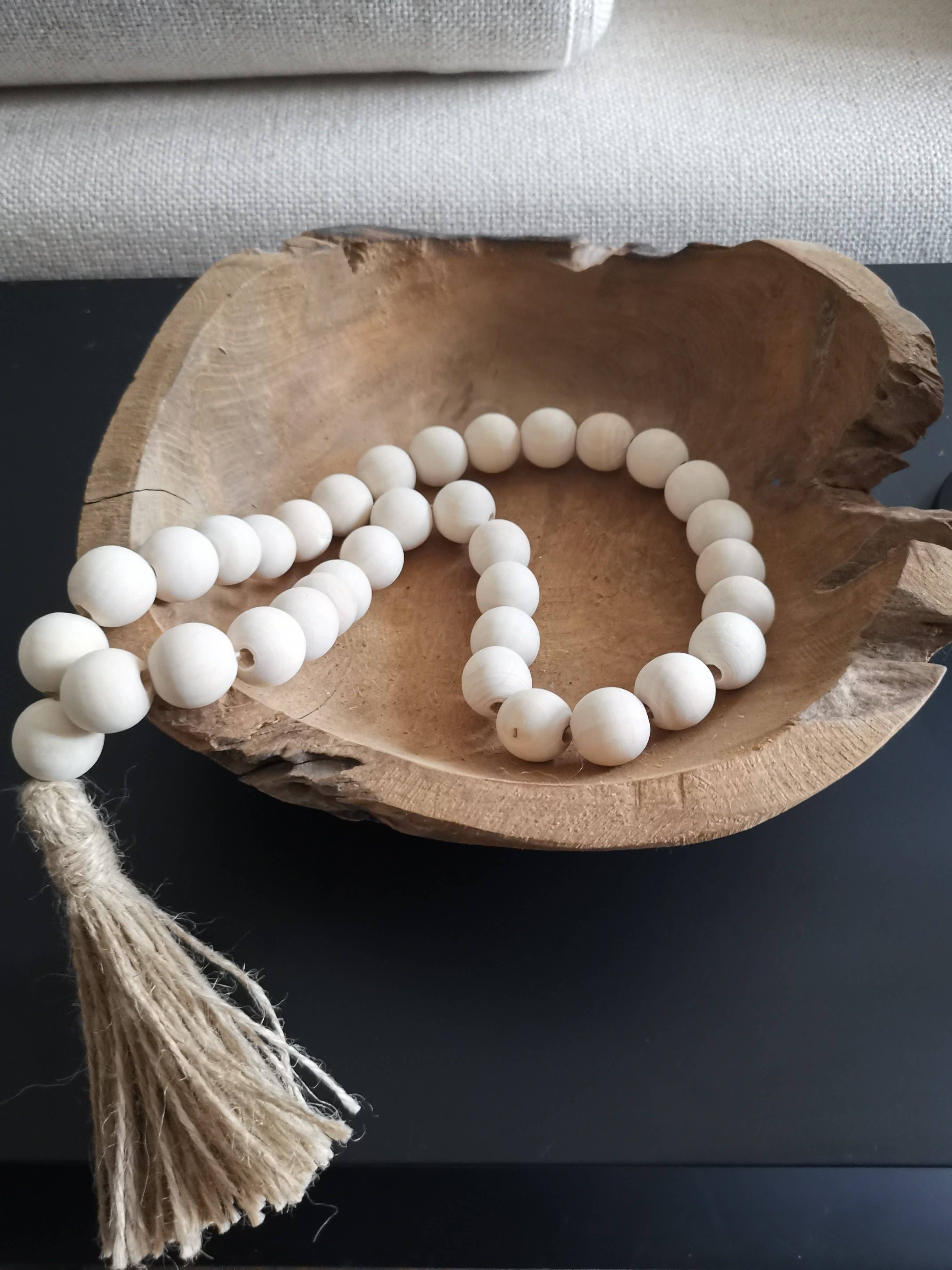 Natural Wood Beads with Tassle