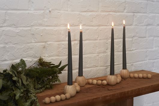 Wooden Bead Candle Holder