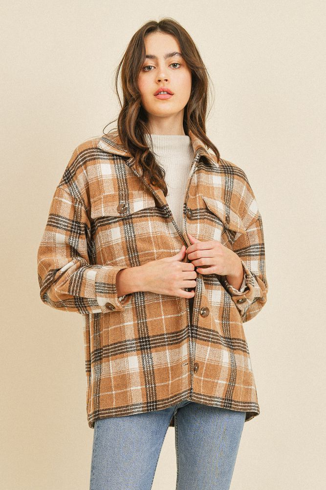 Laberta Collared Button Down Jacket With Side Pockets