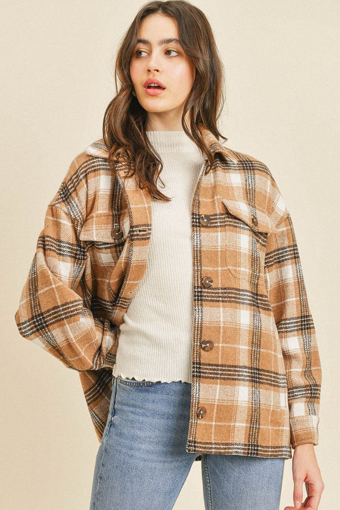 Laberta Collared Button Down Jacket With Side Pockets