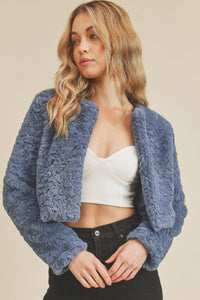 Kennia Round Neck Fur Crop Jacket