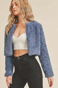 Kennia Round Neck Fur Crop Jacket