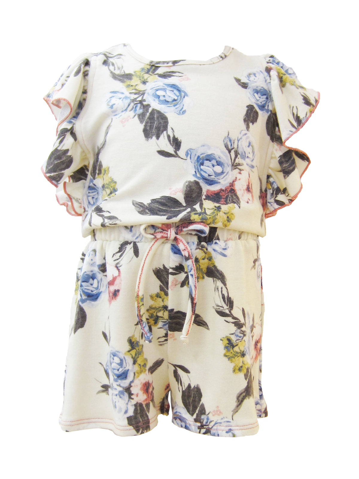 Little Mass Girls French Terry Floral Romper