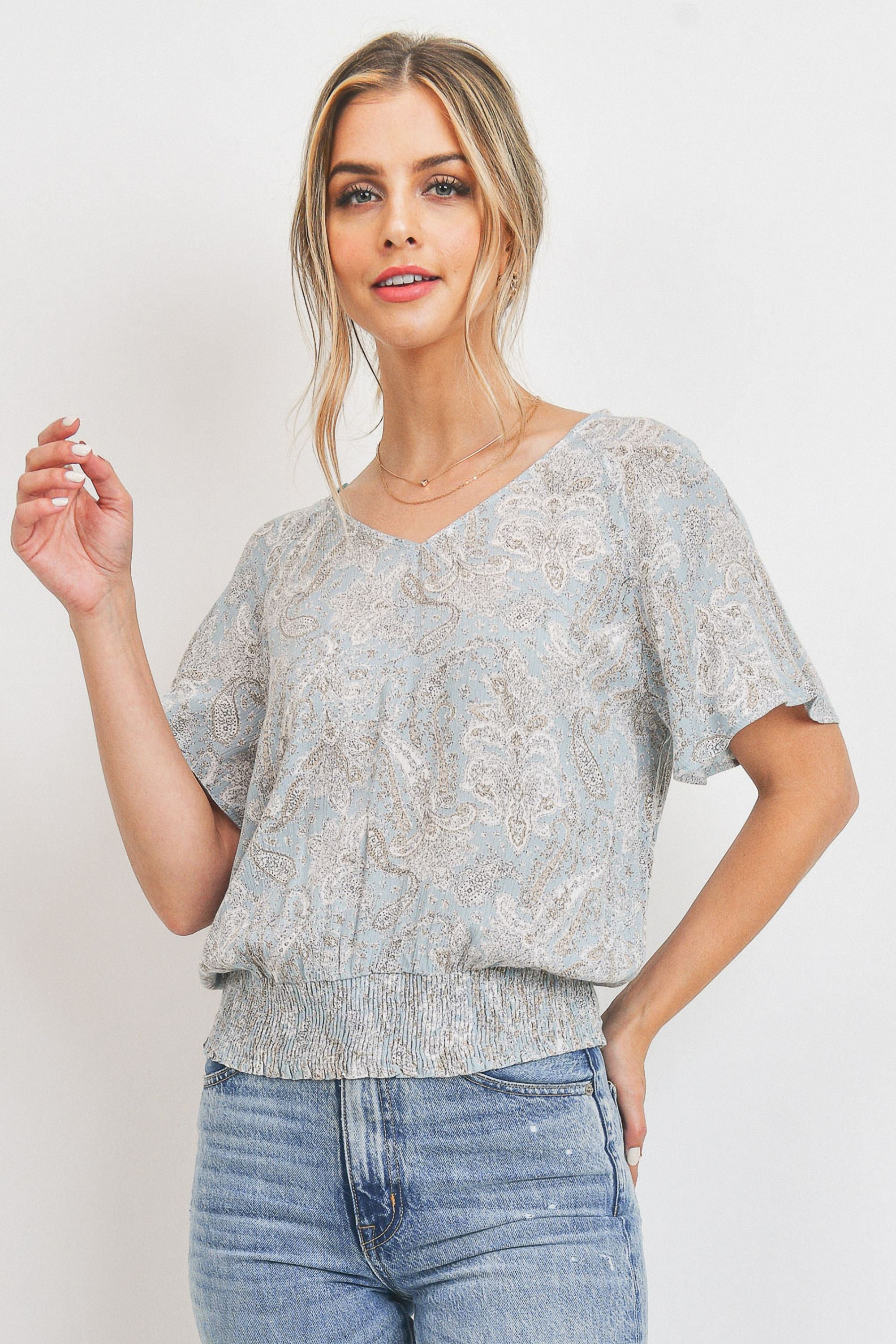 Kenta Smocked Hem Back Tie Top
