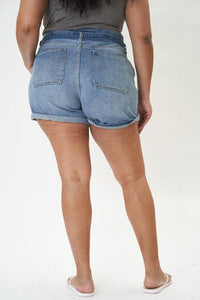 KanCan Sandra High Rise Belted Shorts - Plus