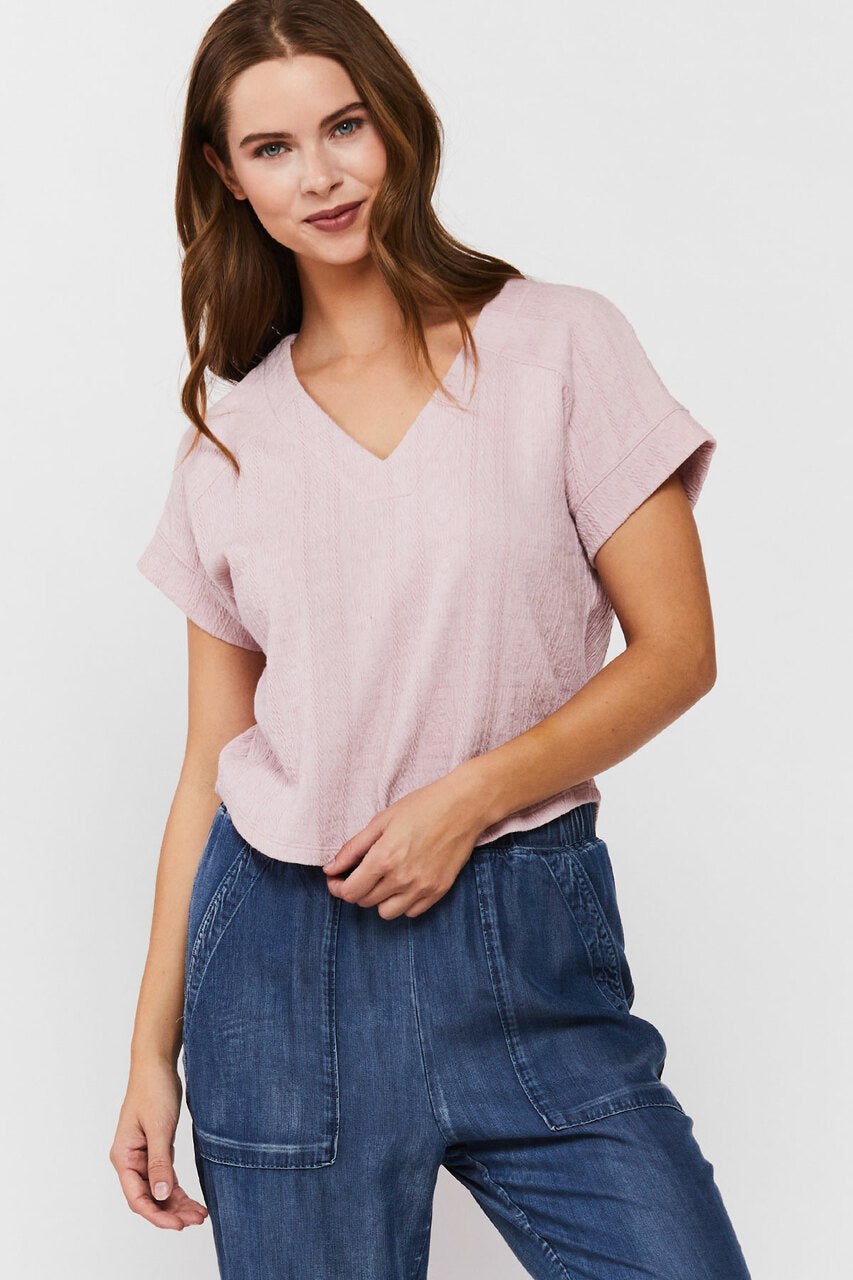 Commons Womens Larena V-neck Textured Top