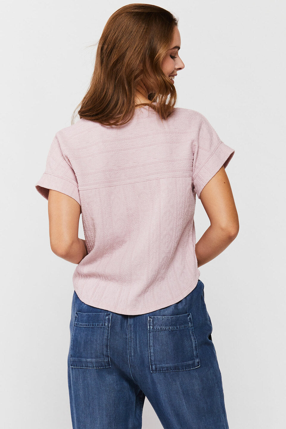 Commons Womens Larena V-neck Textured Top