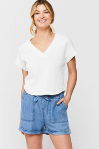 Commons Womens Larena V-neck Textured Top