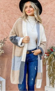Cindy Color Block Cozy Long Cardigan
