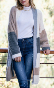 Cindy Color Block Cozy Long Cardigan