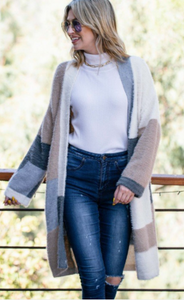 Cindy Color Block Cozy Long Cardigan