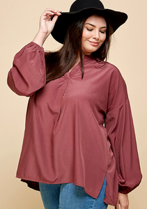 Aria Blouse Slit Back Shirring Detailed