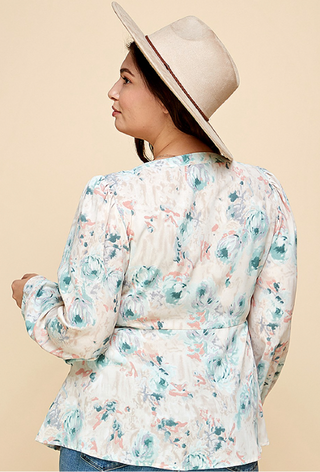 Bethany Floral Chiffon Blouse Sage