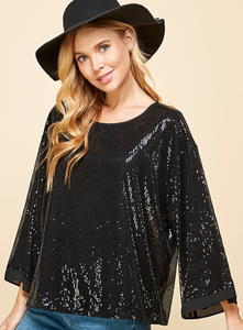 Cassie Sequin Round Neck Long Sleeve