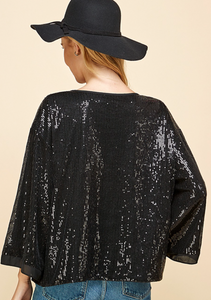 Cassie Sequin Round Neck Long Sleeve