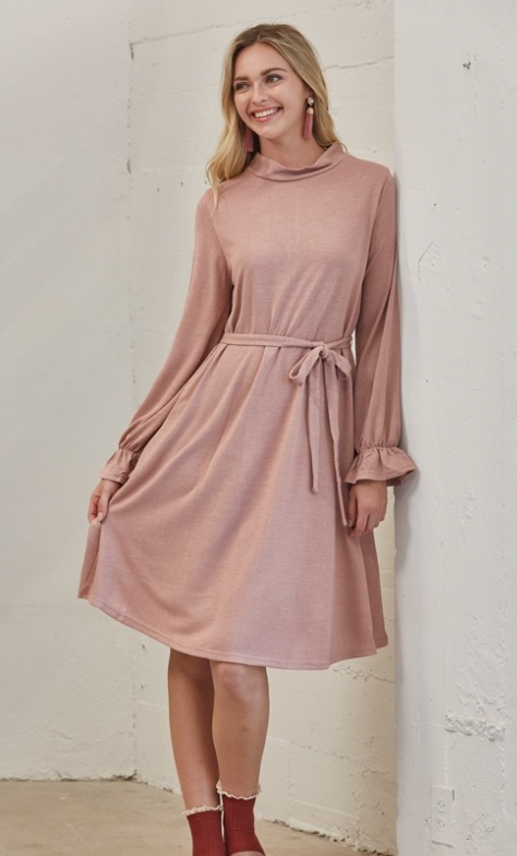 Anna Dress with Waist belt and Side Pockets