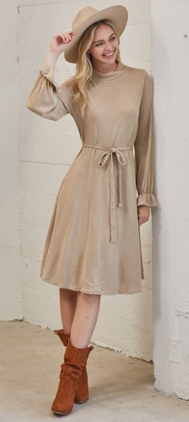 Anna Dress with Waist belt and Side Pockets