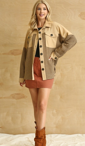 Diana Houndstooth and Corduroy Buttondown Shacket