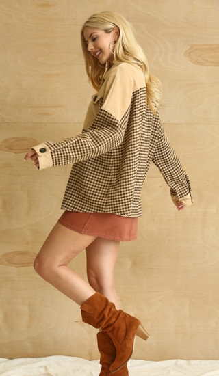 Diana Houndstooth and Corduroy Buttondown Shacket