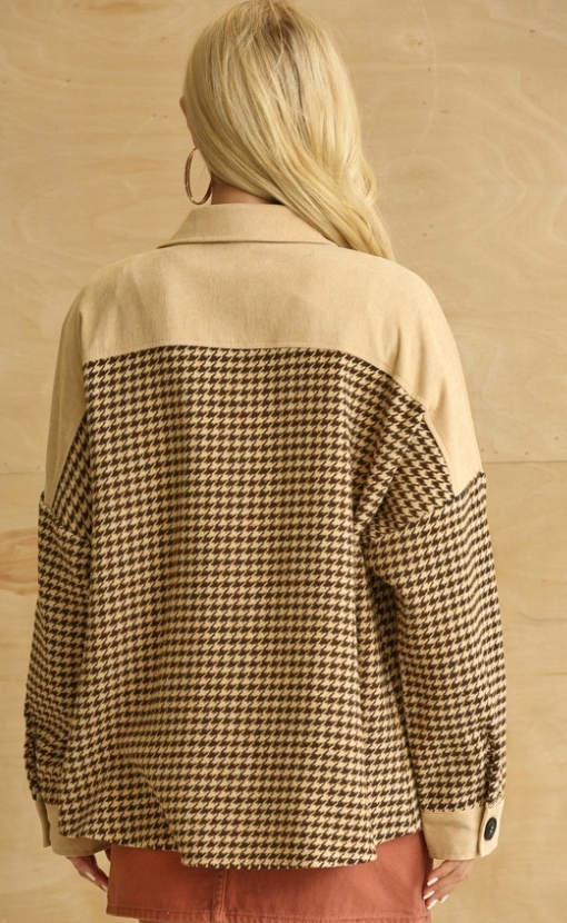 Diana Houndstooth and Corduroy Buttondown Shacket
