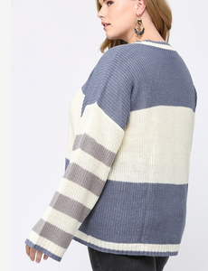 Irene Long Sleeved Striped Pullover Sweater