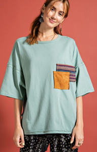 Easel Jillian Short Sleeve Pocket Knit