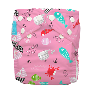 Reusable Cloth Diaper with 2 Inserts - One Size Hybrid AIO
