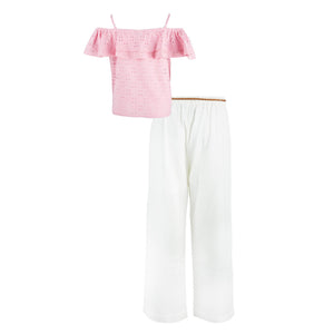 Commons Girls Ruffle Top & Gaucho Pant Set