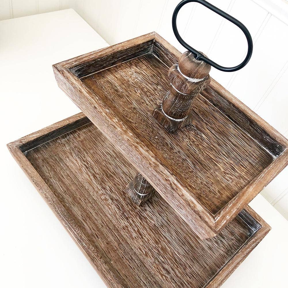 Antique Finish Tiered Tray