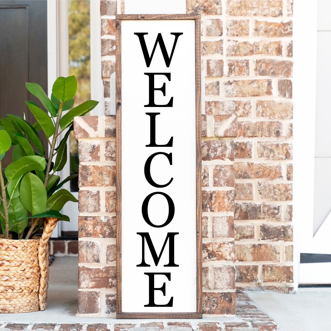 Wood Porch Sign "Welcome"