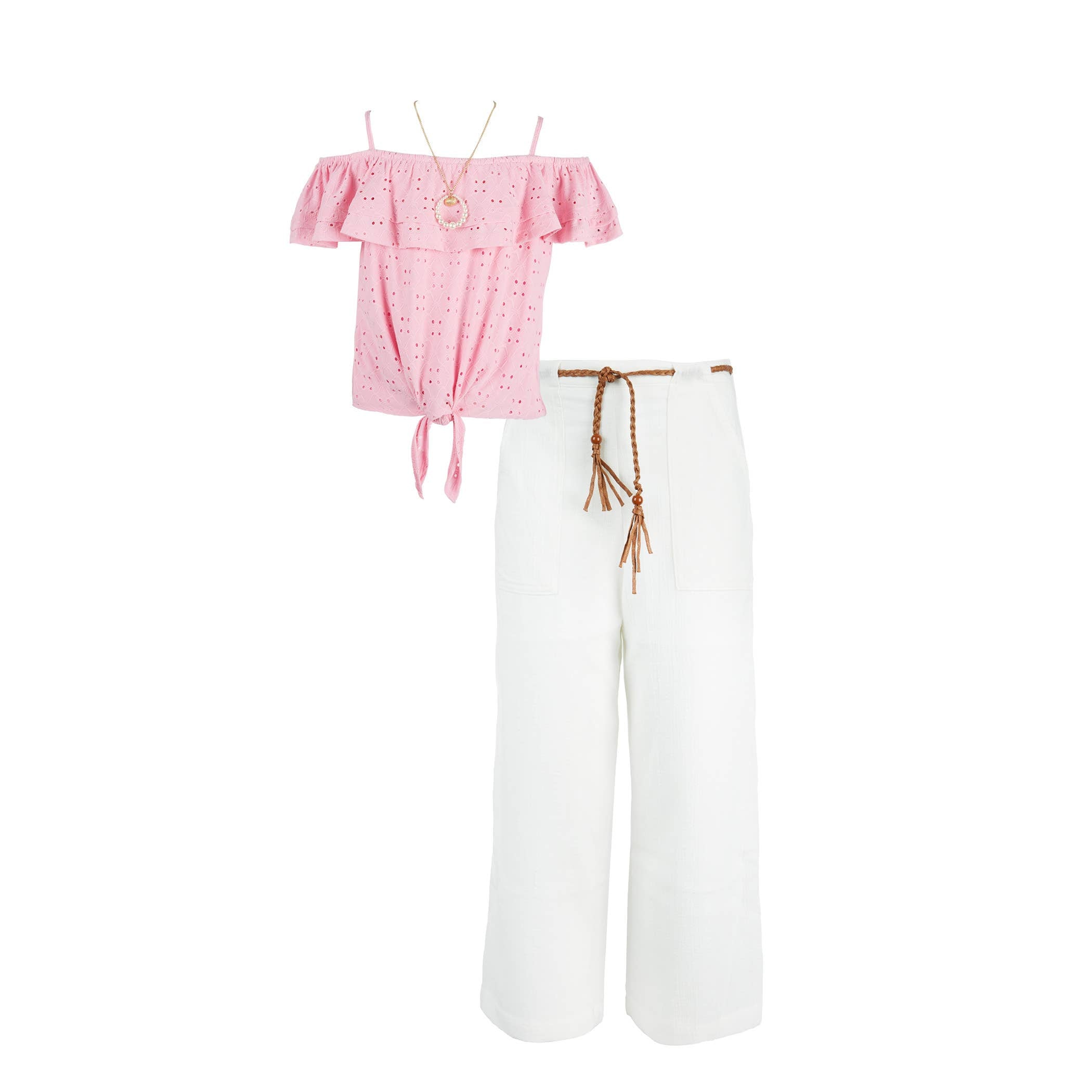Commons Girls Ruffle Top & Gaucho Pant Set