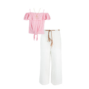 Commons Girls Ruffle Top & Gaucho Pant Set