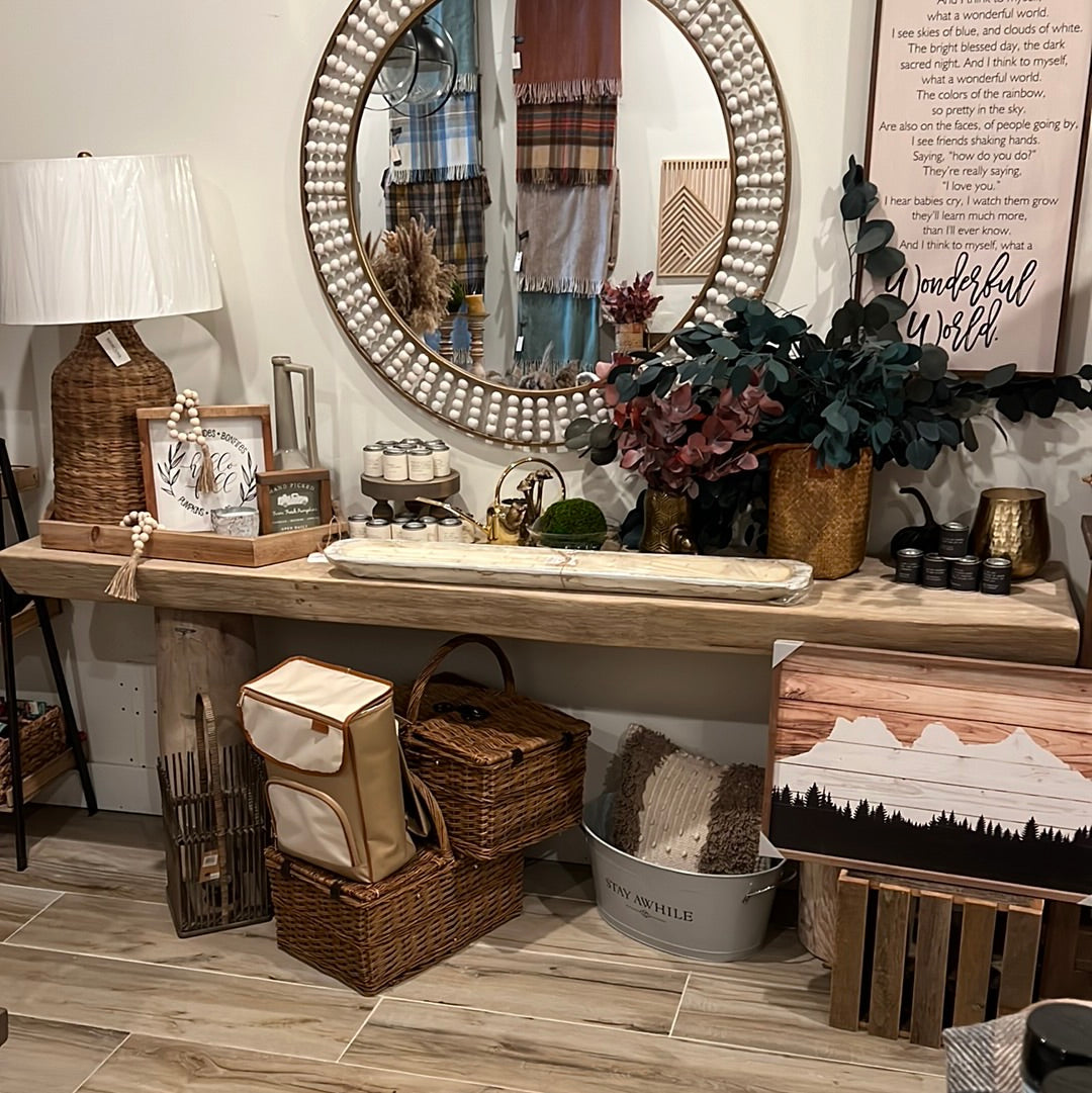 Long Capri Edge Primitive Console Table