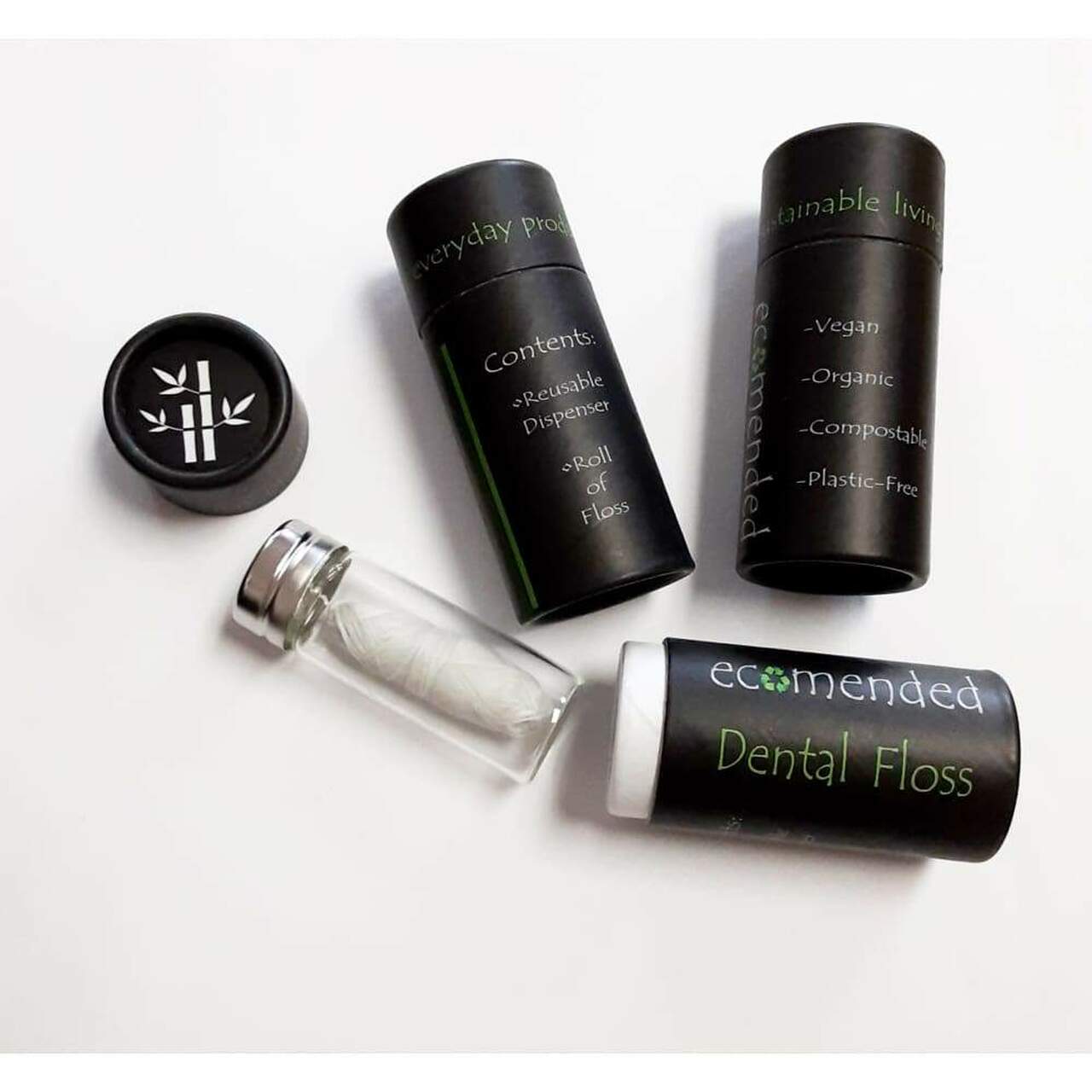 Ecomended Vegan White Charcoal Floss with Container